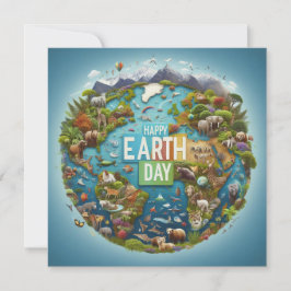 Happy Earth Day - Globe Green Tree Water Continent Feiertagskarte
