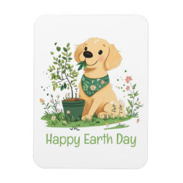 Happy Earth Day Golden Retriever Hundegarten Magnet