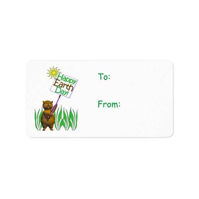 Happy Earth Day Igel Adressaufkleber (Vorne)