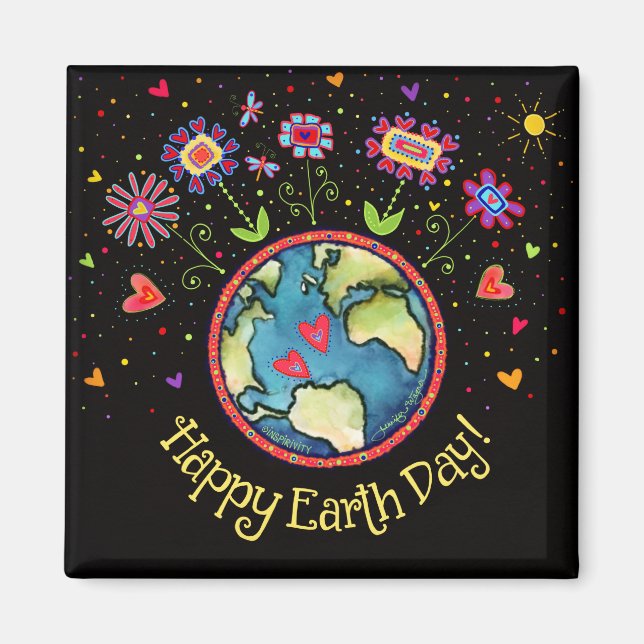Happy Earth Day Inspirivity World Niedliche Blume Magnet (Vorne)