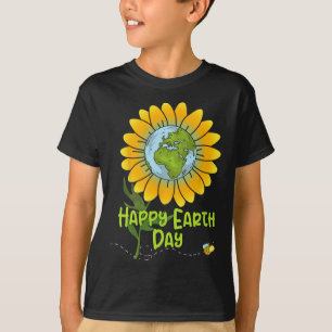 Happy Earth Day Jeden Tag Sonnenblumen Kinder Lehr T-Shirt