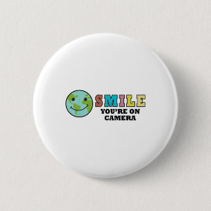 Happy Earth Day Lächeln Sie sind auf der Kamera Button