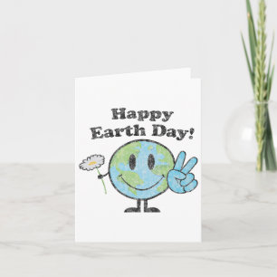 Happy Earth Day Niedlich Peace Sign Blume erschütt Karte