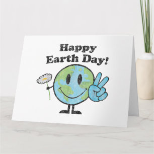 Happy Earth Day Niedlich Peace Sign Blume erschütt Karte