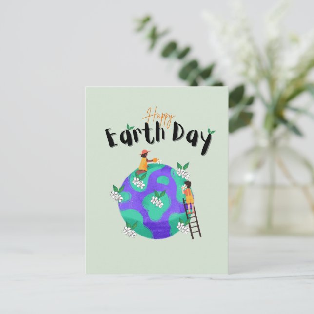 Happy Earth Day Postkarte (Stehend Vorderseite)