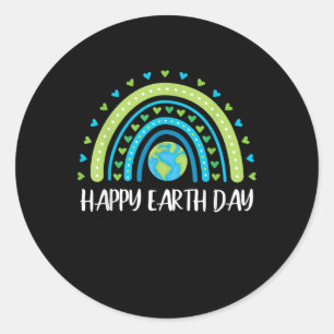 Happy Earth Day Rainbow Niedlich Earth Day Girl Runder Aufkleber