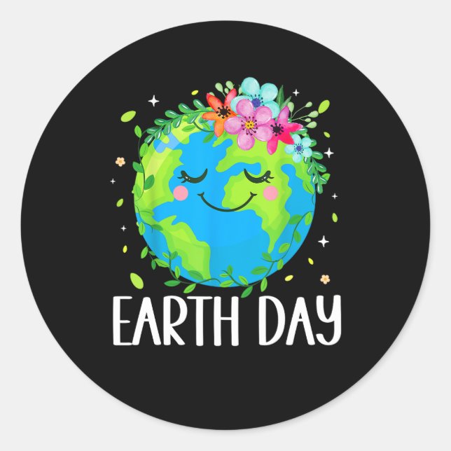 Happy Earth Day Runder Aufkleber (Vorderseite)