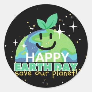 Happy Earth Day   Schalten Sie Ihr Licht aus  Desi Runder Aufkleber