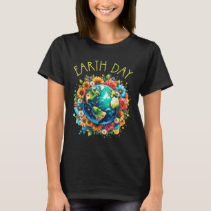 Happy Earth Day Shirt Niedliche Erde mit floraler