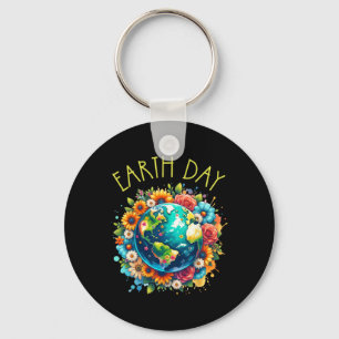 Happy Earth Day Shirt Niedliche Erde mit floraler Schlüsselanhänger