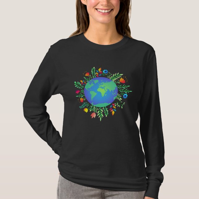 Happy Earth Day Tie Dye Floral Graphic Teachers Wo T-Shirt (Vorderseite)