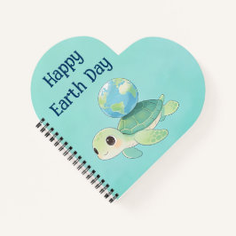 Happy Earth Day Turtle with Globe Notizbuch