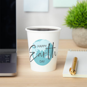 Happy Earth Day Typografie Pappbecher