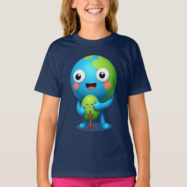 Happy Earth Hugging Tree Shirt Cute Nature (Vorderseite)