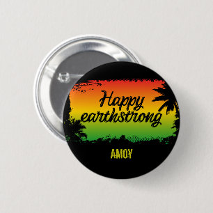 Happy Earthstrong Jamaican Rasta Birthday Gruß Button