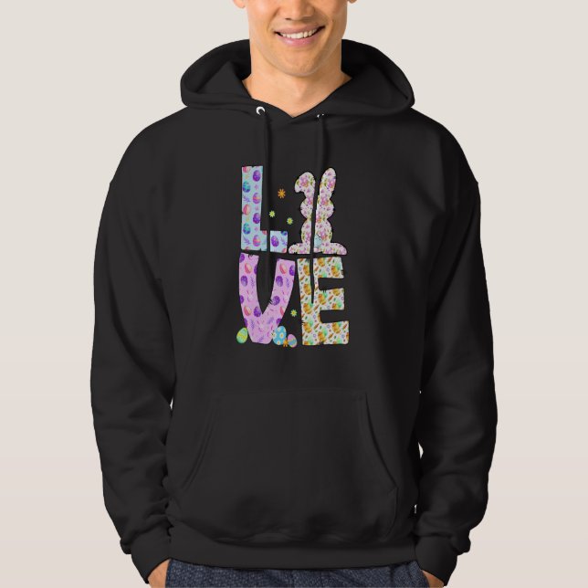 Happy Easer Liebe Bunny Eggs Hunter Ostermädchen Hoodie (Vorderseite)