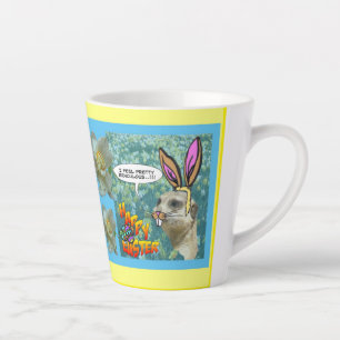 Happy East Meerkat Daffodils Design Latte Tasse