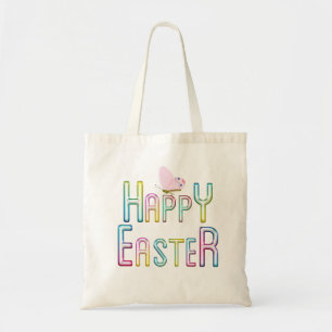 Happy Easte Green und Lila Letters Tragetasche