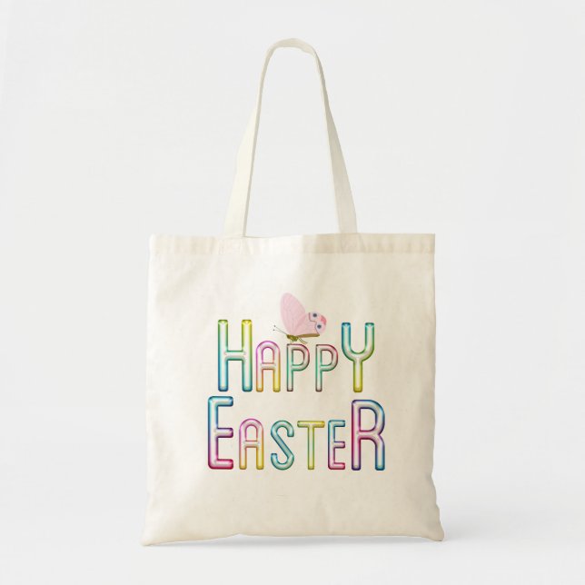 Happy Easte Green und Lila Letters Tragetasche (Vorne)