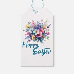 Happy Easter Aquarell Spring Blume Bouquet Geschenkanhänger