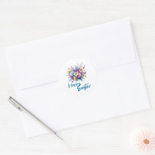 Happy Easter Aquarell Spring Blume Bouquet Runder Aufkleber