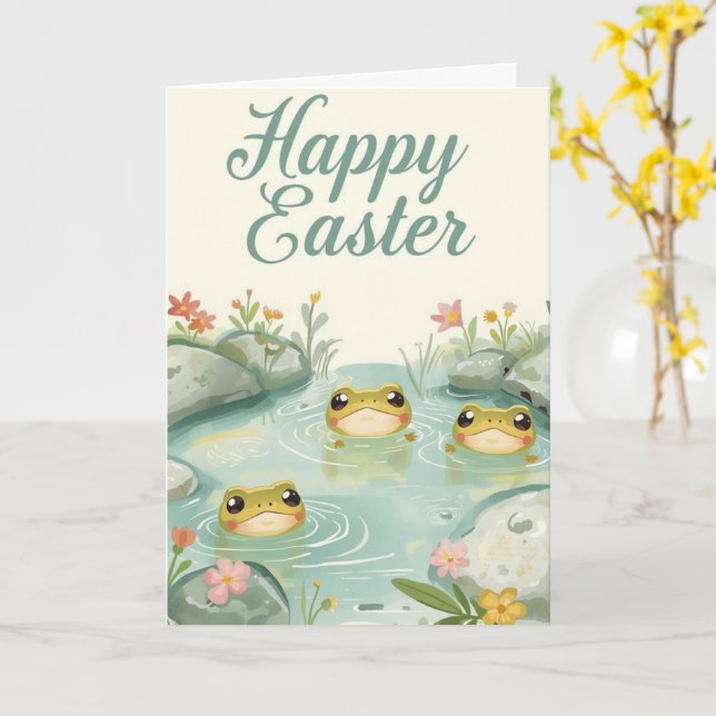 Happy easter  baby frogs karte (Gelbe Blume)