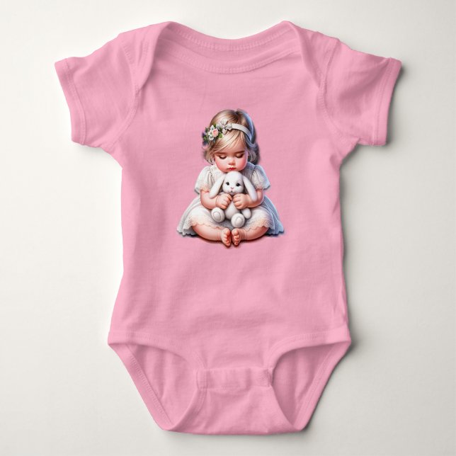 Happy Easter Baby Girl Baby Strampler (Vorderseite)