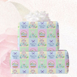Happy Easter Baby's Name Soft Pastels Bunny Geschenkpapier