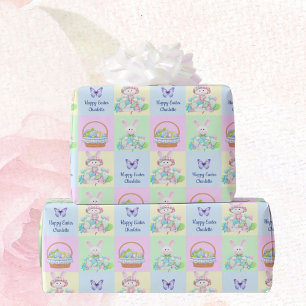 Happy Easter Baby's Name Soft Pastels Bunny Geschenkpapier