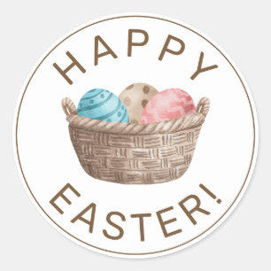 Happy Easter Basket Niedliche Wasserfarbe Runder Aufkleber