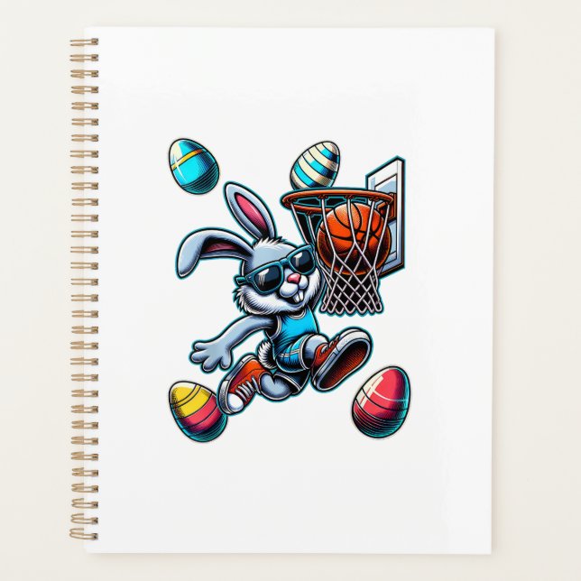 Happy Easter Basketball Boys Easter Bunny Funny Ea Planer (Vorderseite)