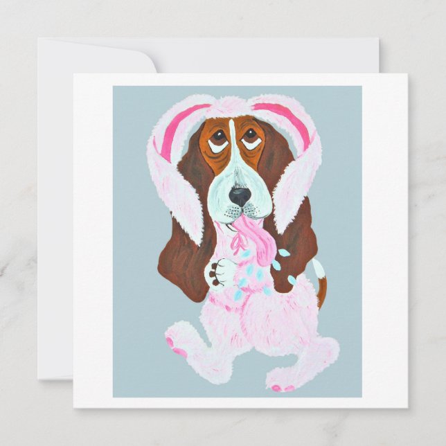Happy Easter Basset Hound Easter Bunny card (Vorderseite)