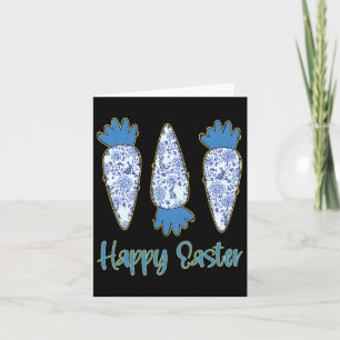 Happy Easter Blue Floral Chinoiserie Karotteneier Karte