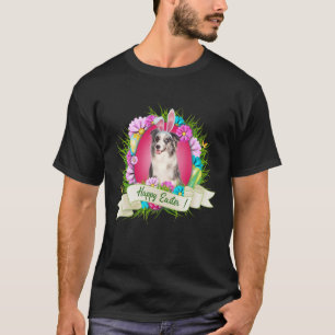 Happy Easter Blue Merle Collie Tragen Bunny Ear E T-Shirt