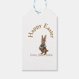 Happy Easter brown bunny with eggs love add name  Geschenkanhänger