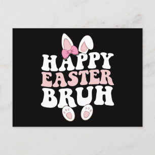 Happy Easter Bruh Bro Bunny Egg Hunt Groovy Retro Postkarte
