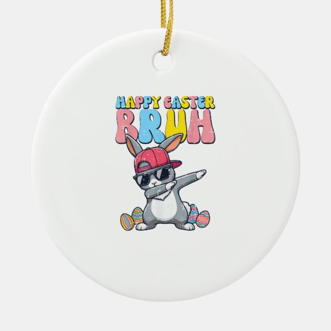 Happy Easter Bruh Bunny Dab Rabbit Dance Boys Kids Keramik Ornament (Vorne)