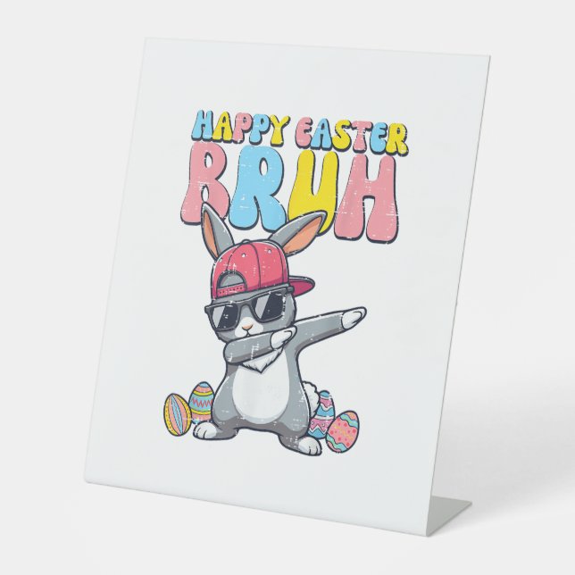 Happy Easter Bruh Bunny Dab Rabbit Dance Boys Kids Sockelschild (Vorderseite)