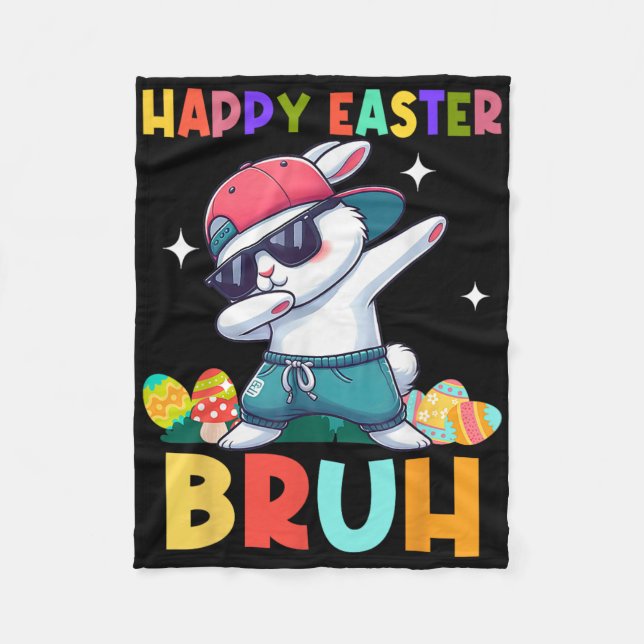Happy Easter Bruh Bunny Dab Rabbit Dance Boys Kind Fleecedecke (Vorderseite)
