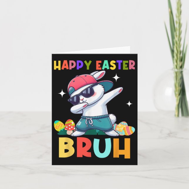Happy Easter Bruh Bunny Dab Rabbit Dance Boys Kind Karte (Vorderseite)