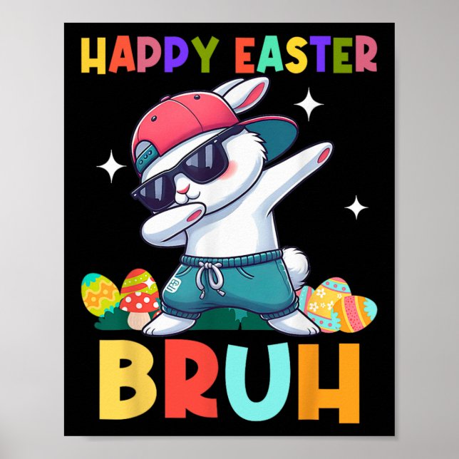 Happy Easter Bruh Bunny Dab Rabbit Dance Boys Kind Poster (Vorne)