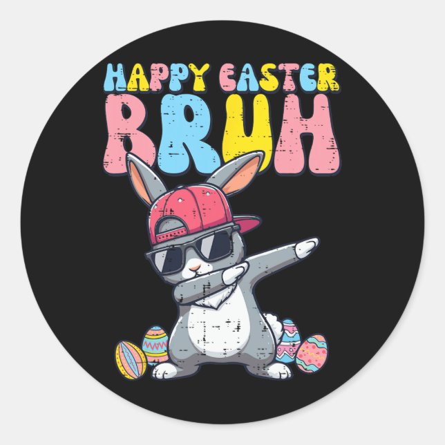 Happy Easter Bruh Bunny Dab Rabbit Dance Boys Kind Runder Aufkleber (Vorderseite)