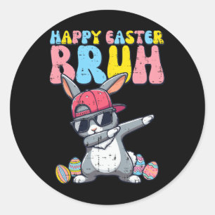 Happy Easter Bruh Bunny Dab Rabbit Dance Boys Kind Runder Aufkleber