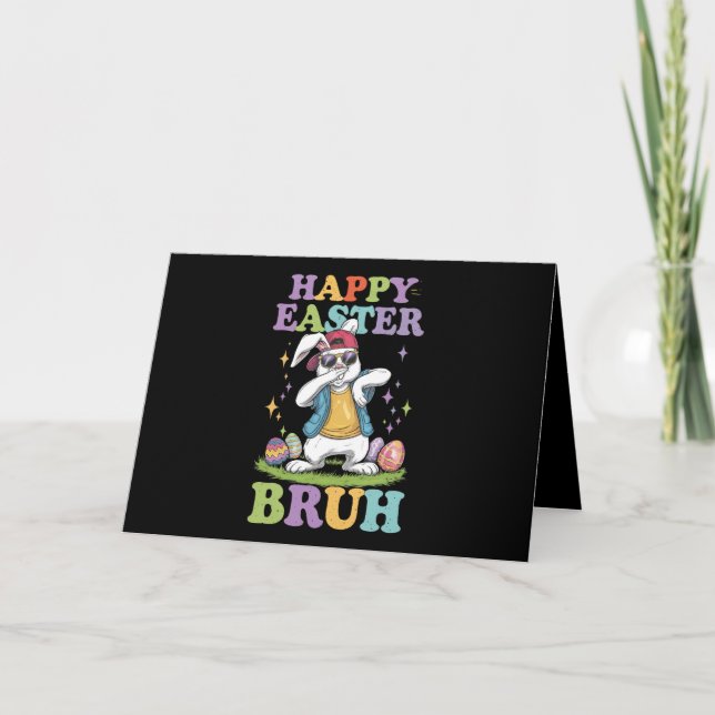 Happy Easter Bruh Funny Dabbing Bunny Rabbit Bro Dankeskarte (Vorderseite)