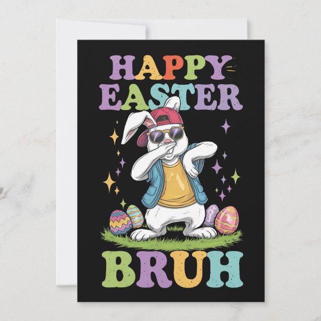 Happy Easter Bruh Funny Dabbing Bunny Rabbit Bro Einladung (Vorderseite)