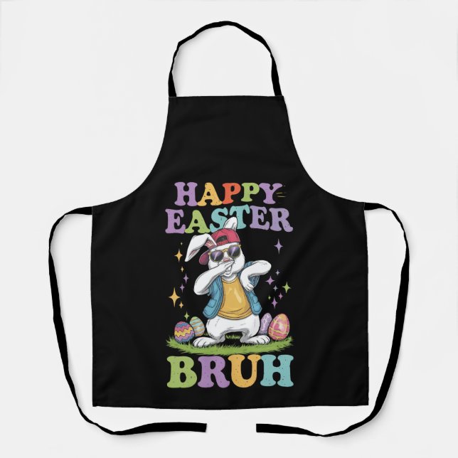Happy Easter Bruh Funny Dabbing Bunny Rabbit Bro Schürze (Vorderseite)