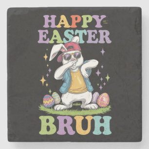 Happy Easter Bruh Funny Dabbing Bunny Rabbit Bro Steinuntersetzer