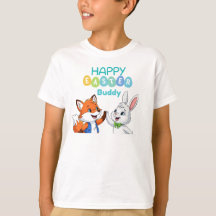 Happy Easter Buddy Cute Bunny and Fox Kids T-Shirt