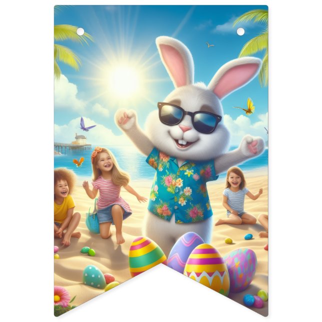 Happy Easter!! Bunny and Text  Wimpelkette (Sechzehnte Fahne)