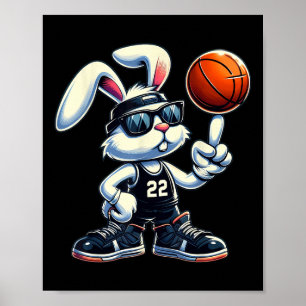 Happy Easter Bunny Basketball Kinder Jungen Sport  Poster
